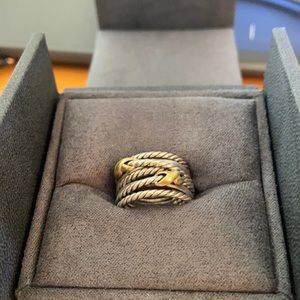 David Yurman Silver and Gold Rope Ring